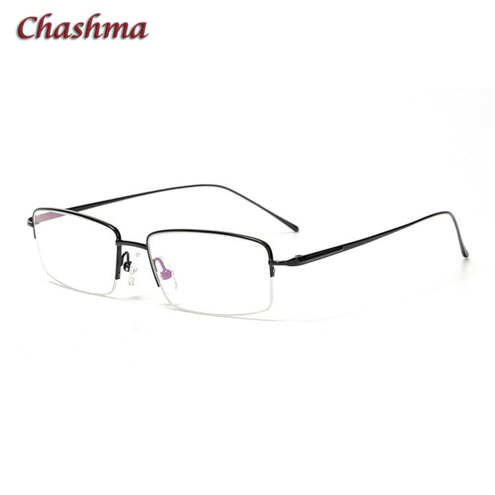 Chashma Ochki Men's Semi Rim Square Titanium Eyeglasses 9867 Semi Rim Chashma Ochki Black