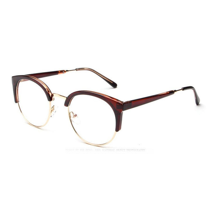 Hotochki Women's Semi Rim Cat Eye Plastic Metal Frame Eyeglasses 322 Semi Rim Hotochki