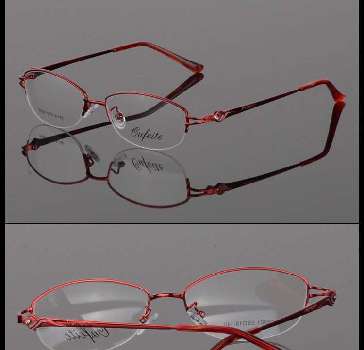 Women's Half Rim Eyeglasses Alloy Frame Sf6001 Semi Rim Bclear