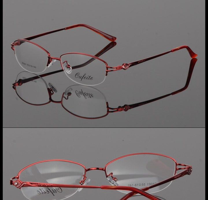 Women's Half Rim Eyeglasses Alloy Frame Sf6001 Semi Rim Bclear