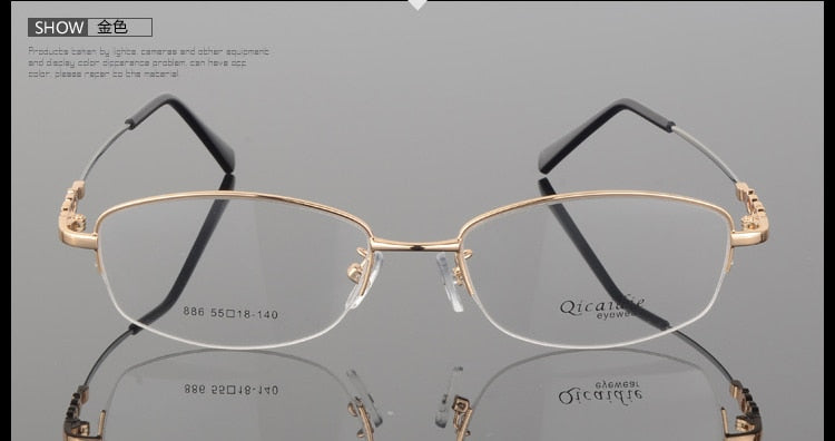 Women's Alloy Frame Half Rim Eyeglasses 886 Semi Rim Bclear