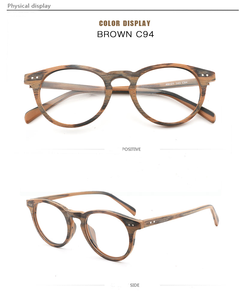 Hdcrafter Unisex Full Rim Round Wood Frame Eyeglasses Lhb030 Full Rim Hdcrafter Eyeglasses