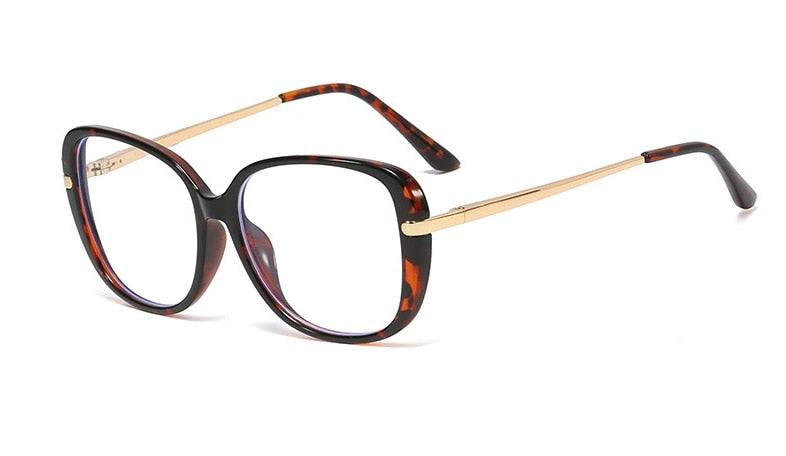 CCspace Unisex Full Rim Cat Eye Tr 90 Titanium Frame Eyeglasses 45836 Full Rim CCspace C3 leopard