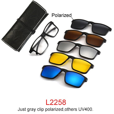 Ralferty Magnet Sunglasses Men Women Luxury Brand Polarized Uv400 5 In 1 Clip On Grade Glasses Frame With Clip Ons Ralferty L2258