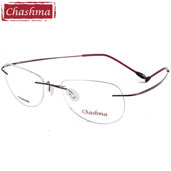 Chashma Men's Rimless Square Titanium Eyeglasses 6009 Rimless Chashma Purple