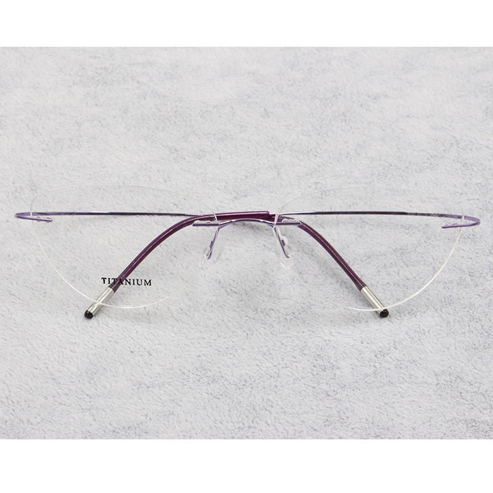 Bclear Women Rimless Cat Eye Memory Titanium Eyeglasses 2003 Rimless Bclear