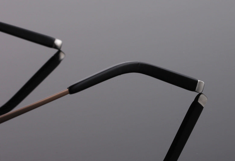 Reven Jate 611 Pure Titanium Rimless Diamond Cutting Glasses Frame Eyeglasses Men Brown Rimless Reven Jate