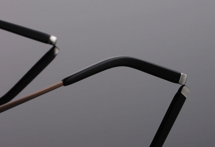 Reven Jate 611 Pure Titanium Rimless Diamond Cutting Glasses Frame Eyeglasses Men Brown Rimless Reven Jate