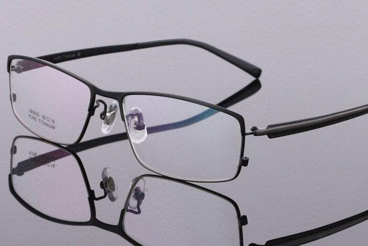 Bclear Men's Full Rim Titanium Eyeglasses Square Lb6630 Full Rim Bclear Black
