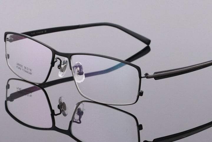 Bclear Men's Full Rim Titanium Eyeglasses Square Lb6630 Full Rim Bclear Black