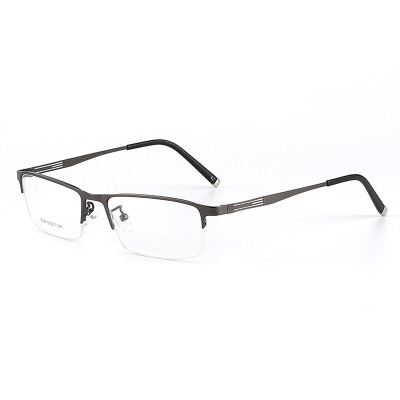 Men's Titanium Alloy Square Semi Rim Eyeglasses Sc2539 Semi Rim Bclear gray
