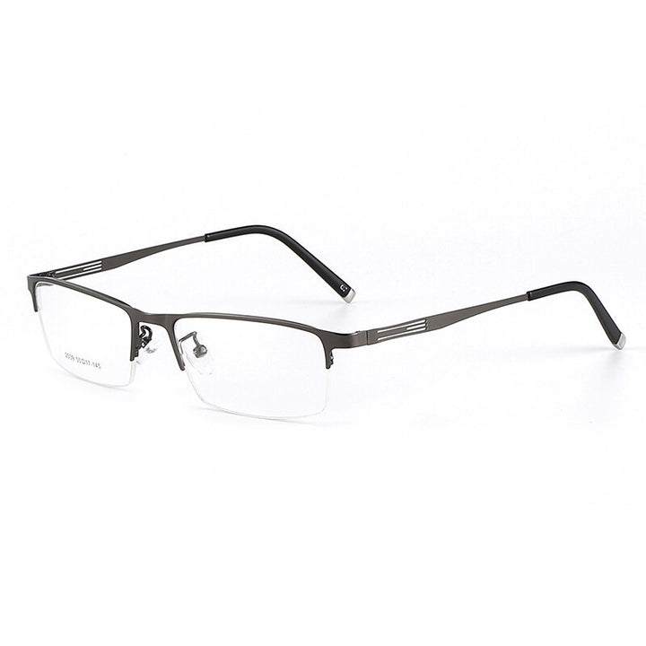Men's Titanium Alloy Square Semi Rim Eyeglasses Sc2539 Semi Rim Bclear gray