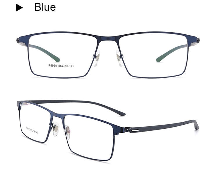 Hotochki Men's IP Electroplated Alloy Full/Semi Rim Frame Eyeglasses P9960 Semi Rim Hotochki