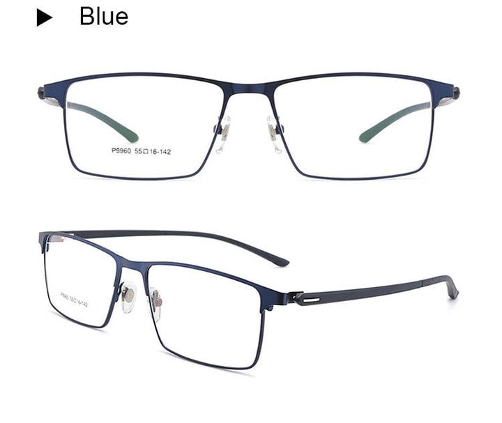Hotochki Men's IP Electroplated Alloy Full/Semi Rim Frame Eyeglasses P9960 Semi Rim Hotochki