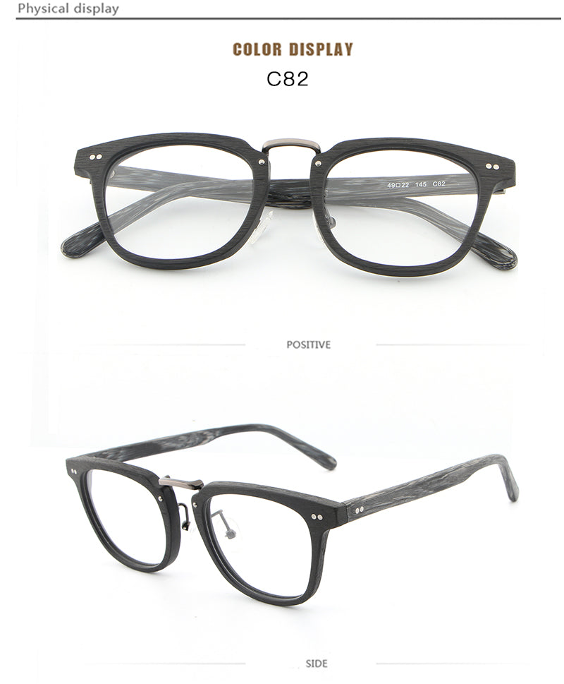 Hdcrafter Unisex Full Rim Square Round Wood Frame Eyeglasses Lbh025 Full Rim Hdcrafter Eyeglasses