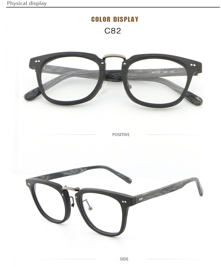 Hdcrafter Unisex Full Rim Square Round Wood Frame Eyeglasses Lbh025 Full Rim Hdcrafter Eyeglasses