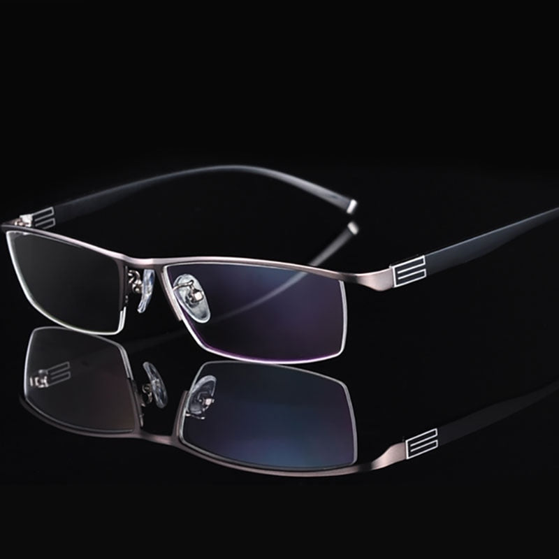 Reven Jate Men's Semi Rim Rectangle Titanium Alloy Eyeglasses 56170 Semi Rim Reven Jate C3