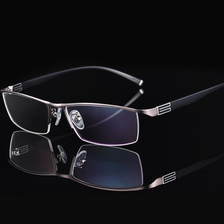 Reven Jate Men's Semi Rim Rectangle Titanium Alloy Eyeglasses 56170 Semi Rim Reven Jate C3