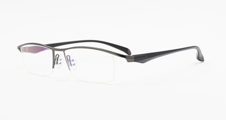 Bclear Men's Eyeglasses Semi Rim Square Titanium Alloy Semi Rim Bclear Gray