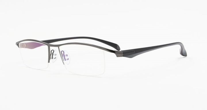 Bclear Men's Eyeglasses Semi Rim Square Titanium Alloy Semi Rim Bclear Gray