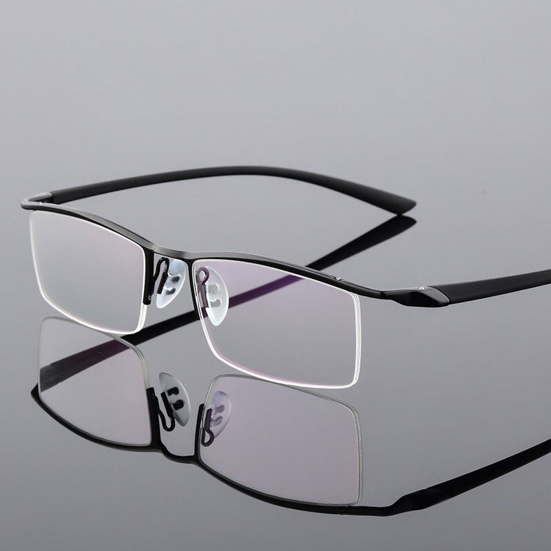 Bclear Men's Browline Semi Rim Eyeglasses Alloy 8190 Semi Rim Bclear black