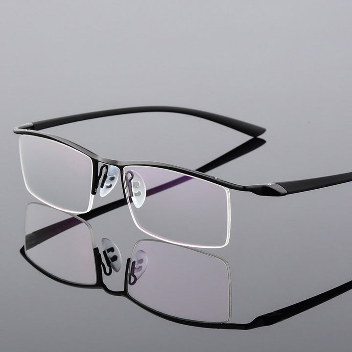 Bclear Men's Browline Semi Rim Eyeglasses Alloy 8190 Semi Rim Bclear black