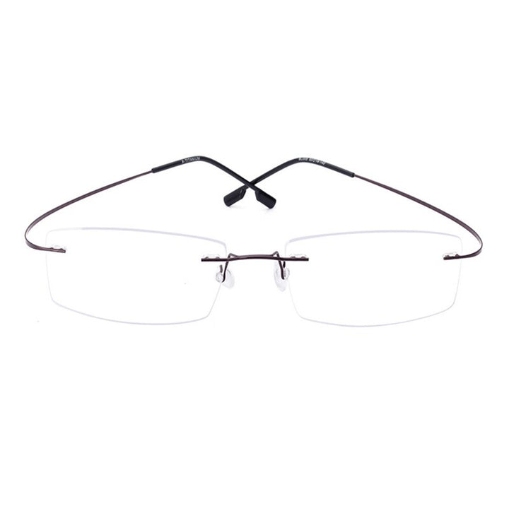 Handoer Unisex Rimless Customized Shaped Lenses Titanium Eyeglasses J0860 Rimless Handoer Auburn