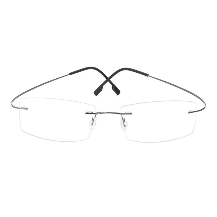 Handoer Unisex Rimless Customized Shaped Lenses Titanium Eyeglasses J0860 Rimless Handoer Gray