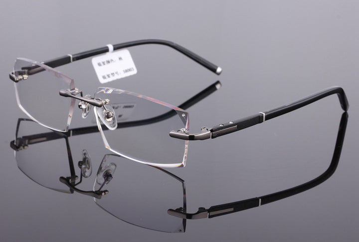 Reven Jate 58003 Pure Titanium Rimless Diamond Cutting Man Glasses Frame Eyeglasses (Gray) Rimless Reven Jate