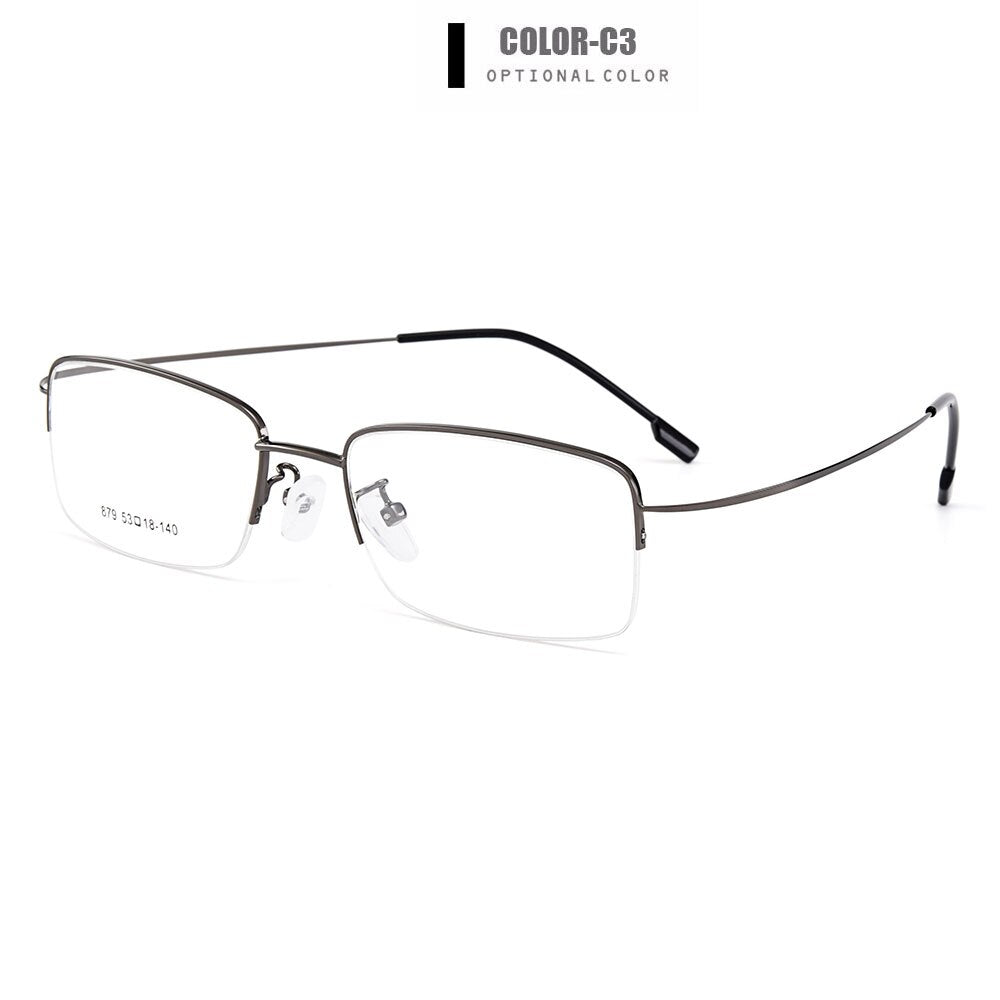 Gmei Men's Eyeglasses Semi Rim Memory Titanium Alloy Y879 Semi Rim Gmei Optical C3-Grey