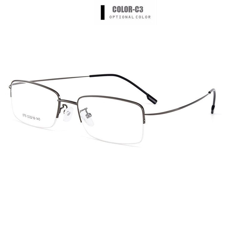 Gmei Men's Eyeglasses Semi Rim Memory Titanium Alloy Y879 Semi Rim Gmei Optical C3-Grey