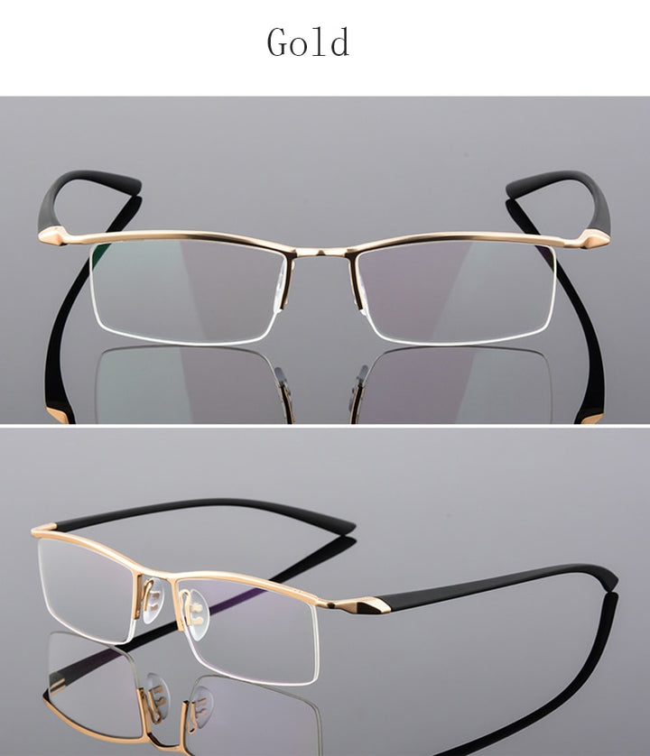 Reven Jate Men's Semi Rim Browline Alloy Eyeglasses P8190 Semi Rim Reven Jate