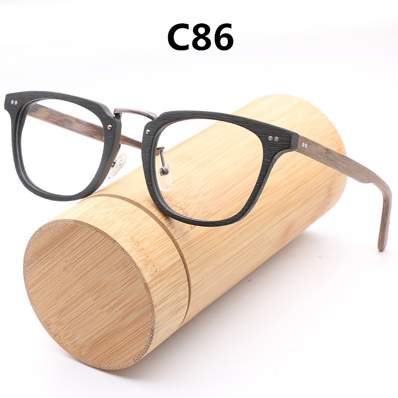 Hdcrafter Unisex Full Rim Square Round Wood Frame Eyeglasses Lbh025 Full Rim Hdcrafter Eyeglasses C86