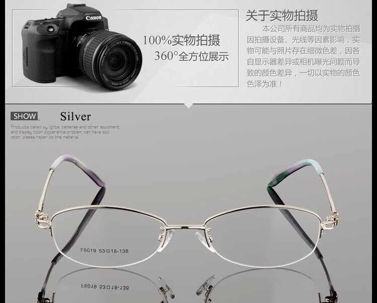 Women's Semi Rim Alloy Frame Eyeglasses F6019 Semi Rim Bclear