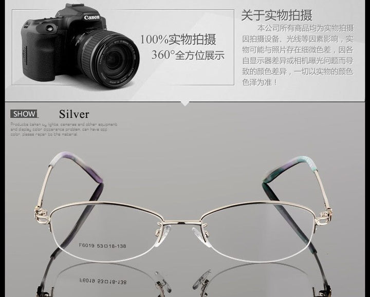 Women's Semi Rim Alloy Frame Eyeglasses F6019 Semi Rim Bclear