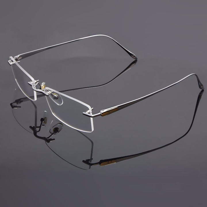 Reven Jate Unisex Rimless Square Titanium Eyeglasses 8047 Rimless Reven Jate