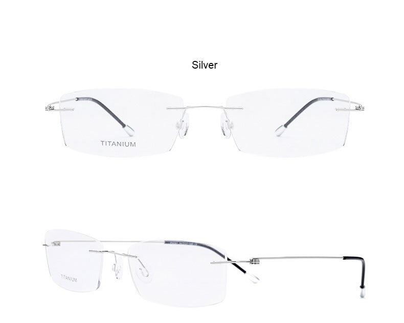 Hotochki Unisex Titanium Rimless Rectangular Frame Eyeglasses P8361 Rimless Hotochki   