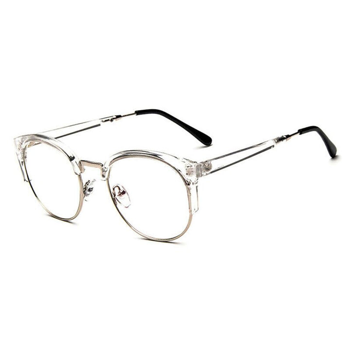 Hotochki Women's Semi Rim Cat Eye Plastic Metal Frame Eyeglasses 322 Semi Rim Hotochki