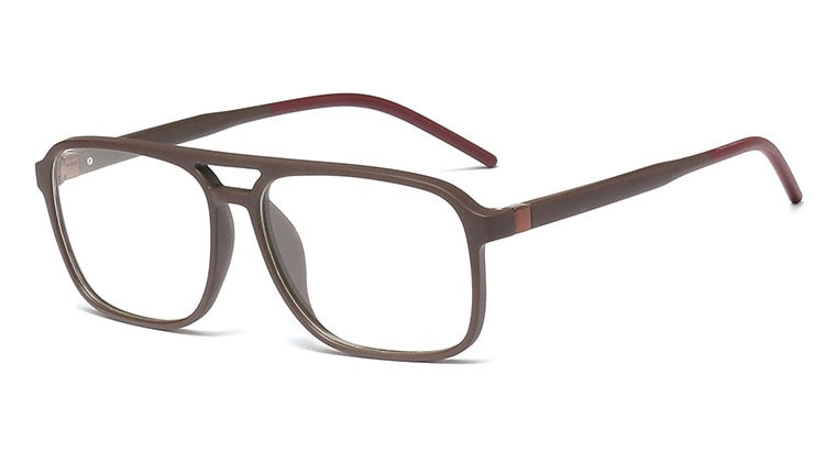 CCspace Unisex Full Rim Square Double Bridge Tr 90 Titanium Frame Eyeglasses 45844 Full Rim CCspace C3 brown