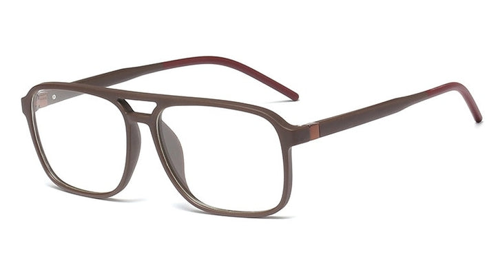 CCspace Unisex Full Rim Square Double Bridge Tr 90 Titanium Frame Eyeglasses 45844 Full Rim CCspace C3 brown
