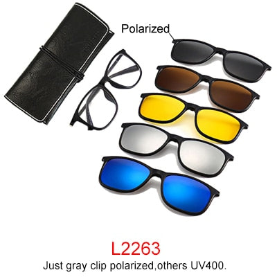 Ralferty Magnet Sunglasses Men Women Luxury Brand Polarized Uv400 5 In 1 Clip On Grade Glasses Frame With Clip Ons Ralferty L2263