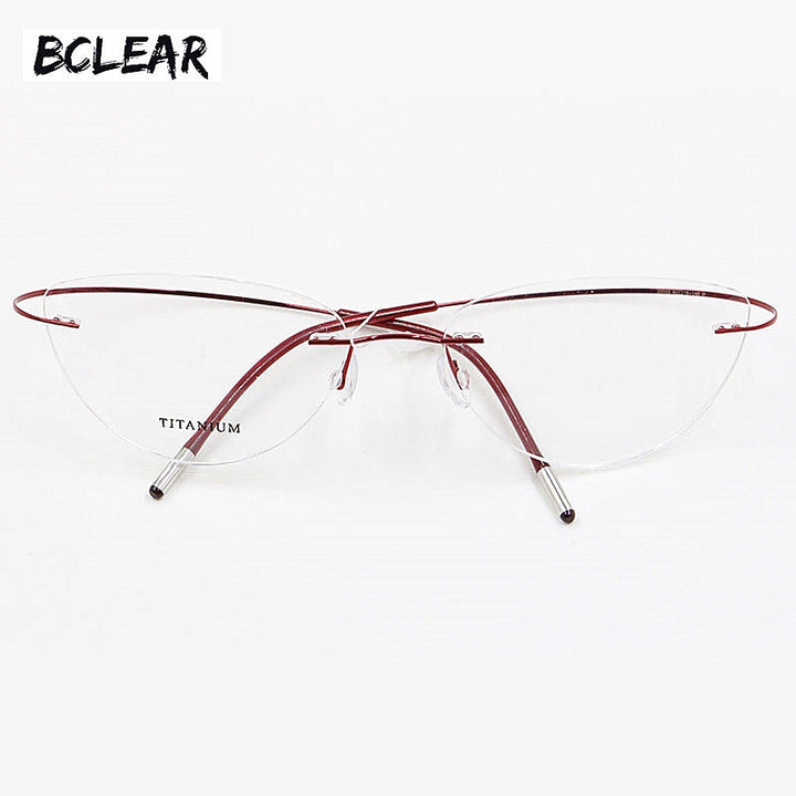 Bclear Women Rimless Cat Eye Memory Titanium Eyeglasses 2003 Rimless Bclear Gray