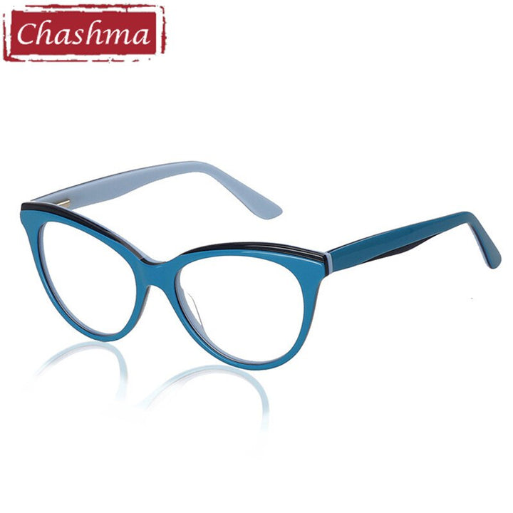 Chashma Women's Full Rim Cat Eye Acetate Eyeglasses 10059 Full Rim Chashma Blue