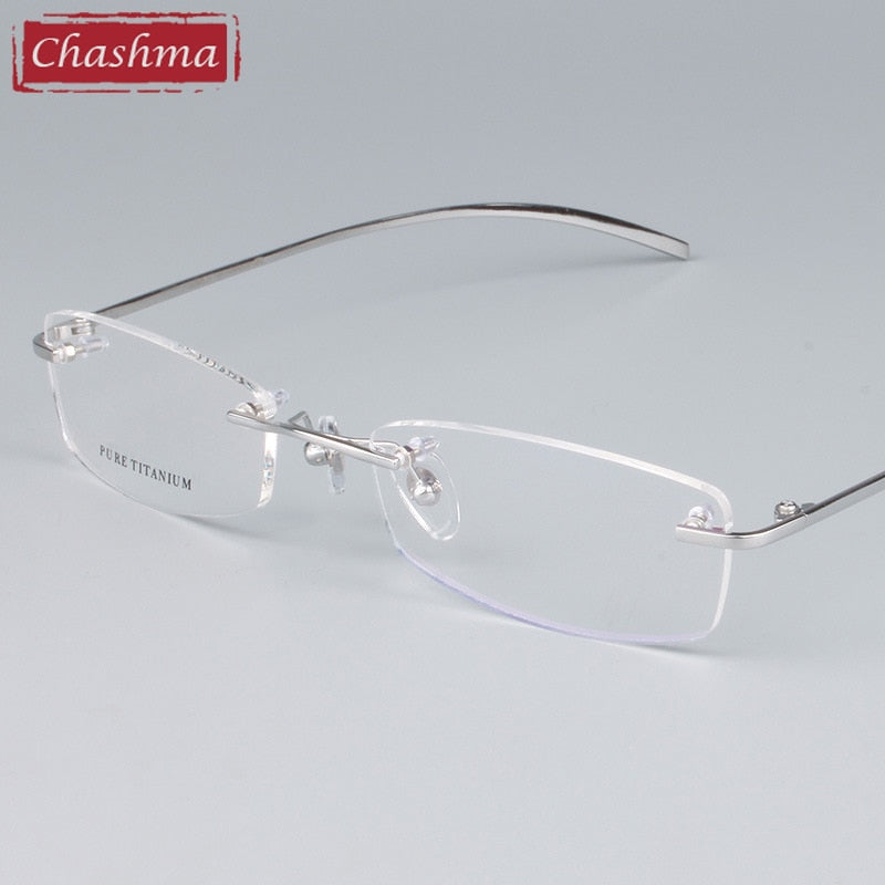Chashma Unisex Rimless Square Titanium Eyeglasses 1028 Rimless Chashma