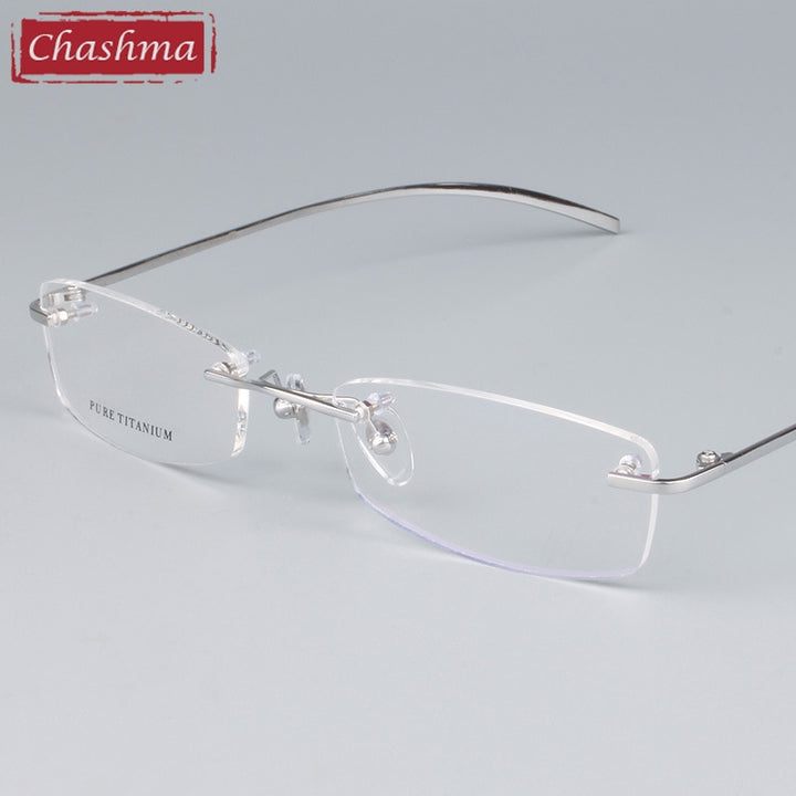Chashma Unisex Rimless Square Titanium Eyeglasses 1028 Rimless Chashma