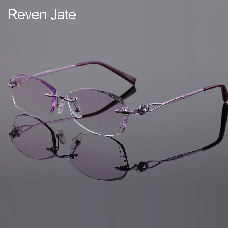 Reven Jate Women's Rimless Rectangle Titanium Eyeglasses 2123 Rimless Reven Jate