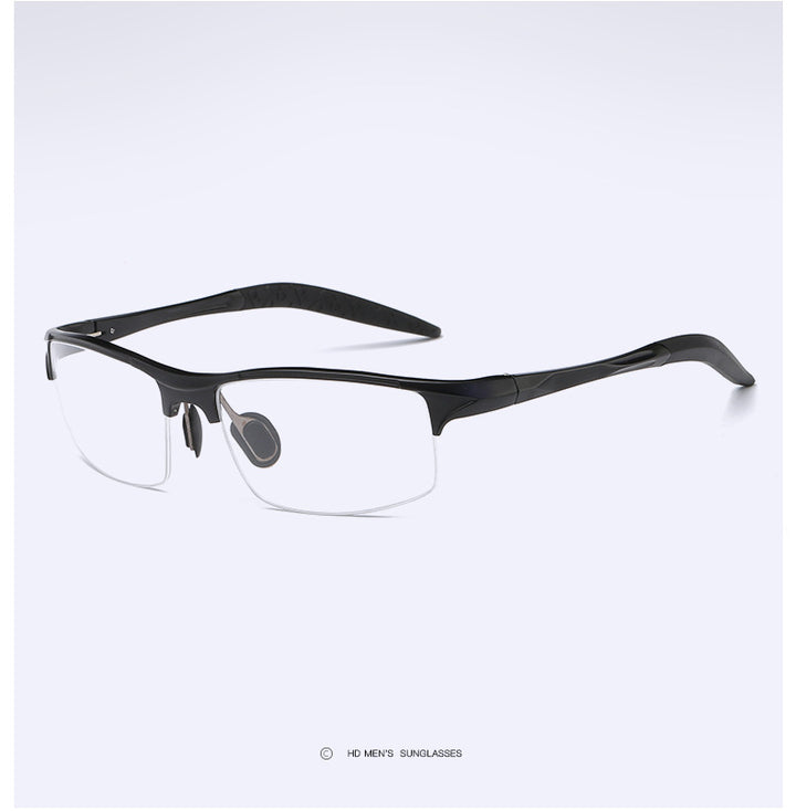 Hdcrafter Men's Semi Rim Square Rectangle Aluminun Alloy Frame Eyeglasses L8177 Semi Rim Hdcrafter Eyeglasses