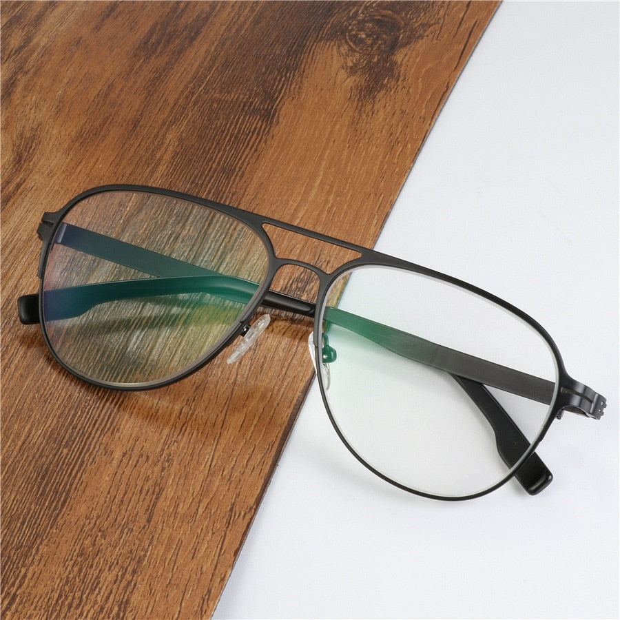 Hotony Men's Full Rim Round Alloy Double Bridge Frame Eyeglasses Full Rim Hotony