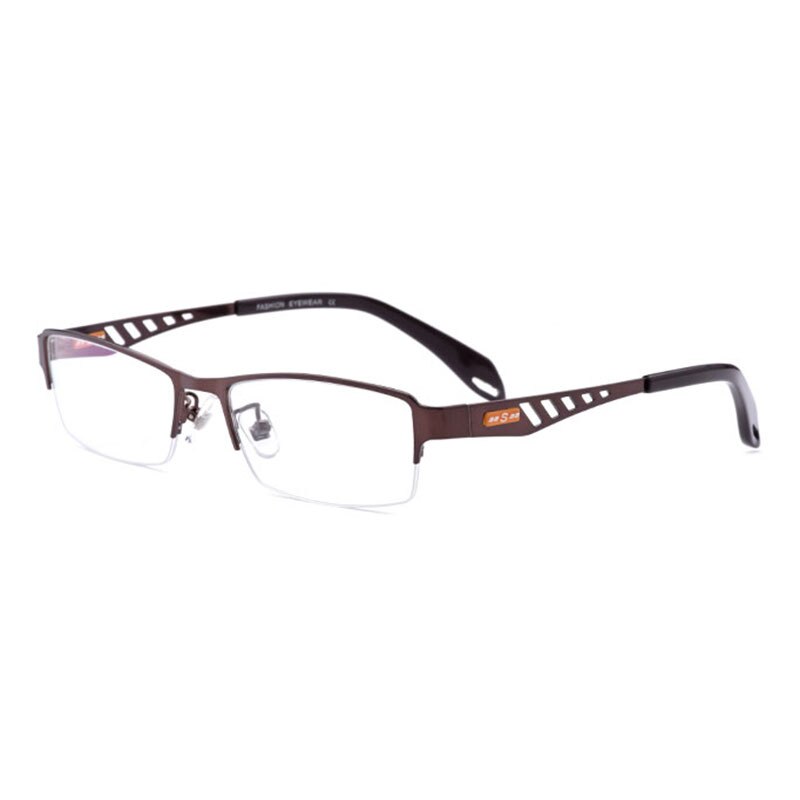 Hotochki Men's Semi Rim Rectangular Alloy Frame Eyeglasses Semi Rim Hotochki
