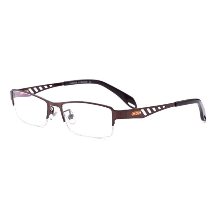 Hotochki Men's Semi Rim Rectangular Alloy Frame Eyeglasses Semi Rim Hotochki